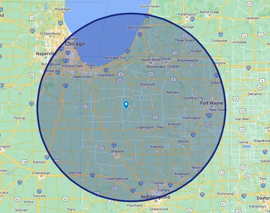 Larkitect Solutions Service Area: 90-mile radius of 46996